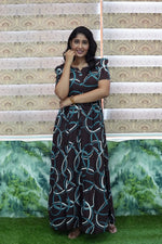 Stylish Arrivals Rayon Gathering Frock Model Night Gown's | Front Adjustable Gathering Style Rope Rope | Puff Sleeve | Trending Collection's for Stylish Women's (GFK)