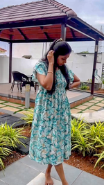 Alpine Smocking Maxi Frock Model Nightgown for Trendy Women's & Teenage Girl's | Stretchable Comfort to Body Fit | Side Pocket & Stylish Round Neck MAXI Gown for Women's Teenage Girl's (ASM)