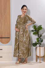MANGAI Women's Black Floral Feeding Zipper Maternity Frock