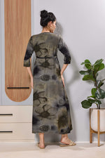 Mangai Olive Green Maternity Feeding Long Frock with Zip