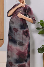 Mangai Olive Green Maternity Feeding Long Frock with Zip