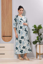Mangai Blush Pink Floral Feeding Dress | Maternity Long Frock