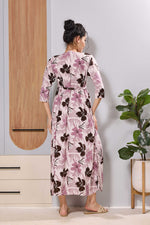 Mangai Blush Pink Floral Feeding Dress | Maternity Long Frock