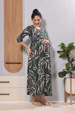 Mangai Coffee Brown Maternity Feeding Dress | Invisible Zipper