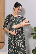 Mangai Coffee Brown Maternity Feeding Dress | Invisible Zipper
