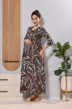 Mangai Coffee Brown Maternity Feeding Dress | Invisible Zipper