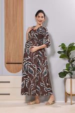 Mangai Coffee Brown Maternity Feeding Dress | Invisible Zipper