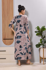 Mangai Dusty Pink Maternity Feeding Long Frock with Zip