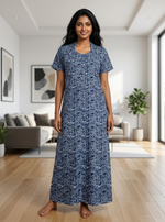 MANGAI New Regular Fit Cotton Printed Nighties - All Over Printed Stylish Nightwear for Stylish Women | Side Cut Pocket | Beautiful Nighties for Stylish Women's | Colourful Printed Cotton Nighties (ATR)