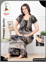 MANGAI Premium RAYON Smocking Nighty | Beautiful Pleated Design | Side Pocket | Stylish Nighty for Trendy Women's | Your Perfect Nightwear Collection's (RYS)