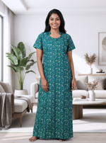 MANGAI New Regular Fit Cotton Printed Nighties - All Over Printed Stylish Nightwear for Stylish Women | Side Cut Pocket | Beautiful Nighties for Stylish Women's | Colourful Printed Cotton Nighties (ATR)