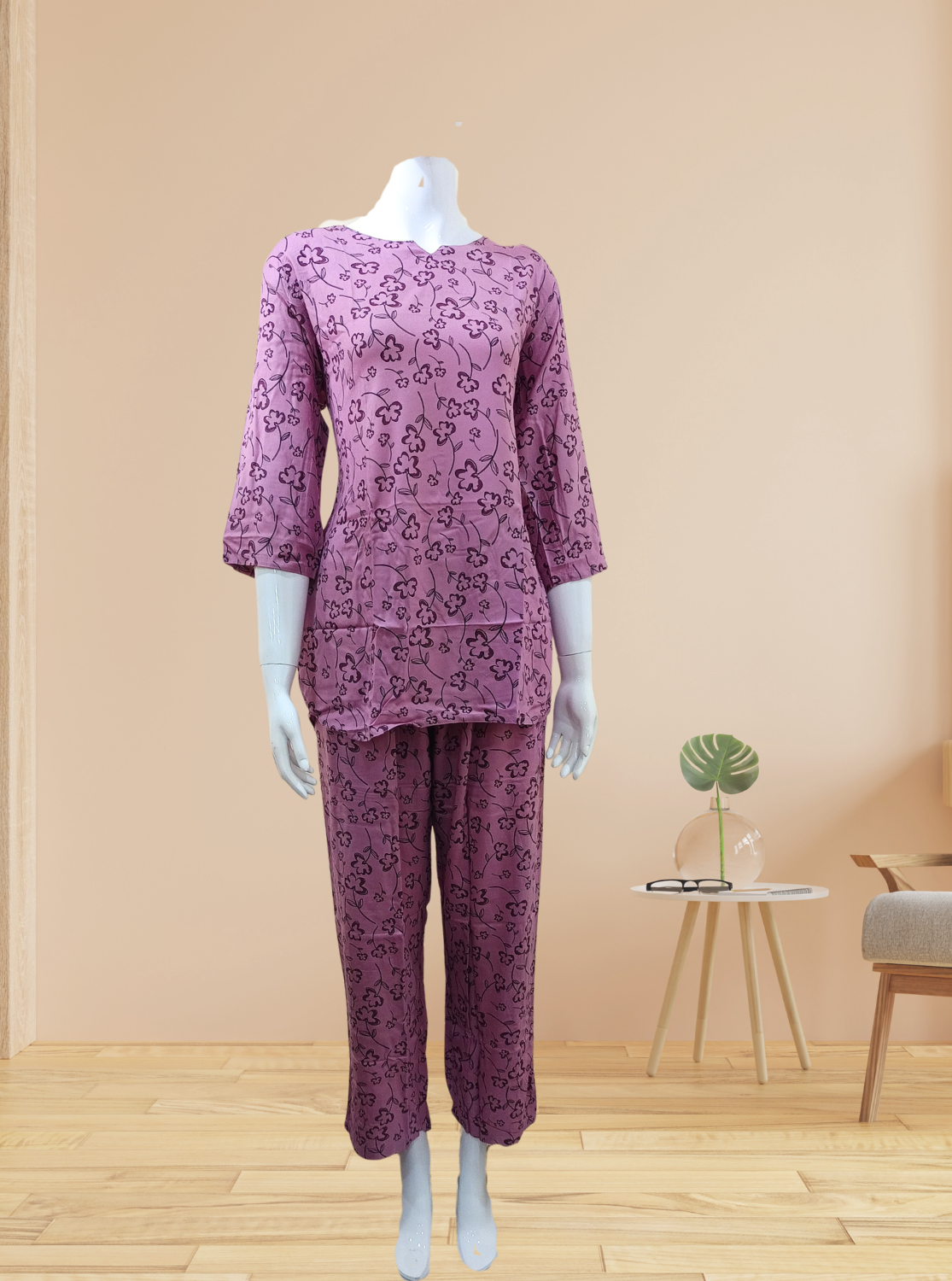 MANGAI Premium Rayon Cord Set Round neck Night Suits for Teenage and Modern Women's A Perfect Nightwear (RCOS)