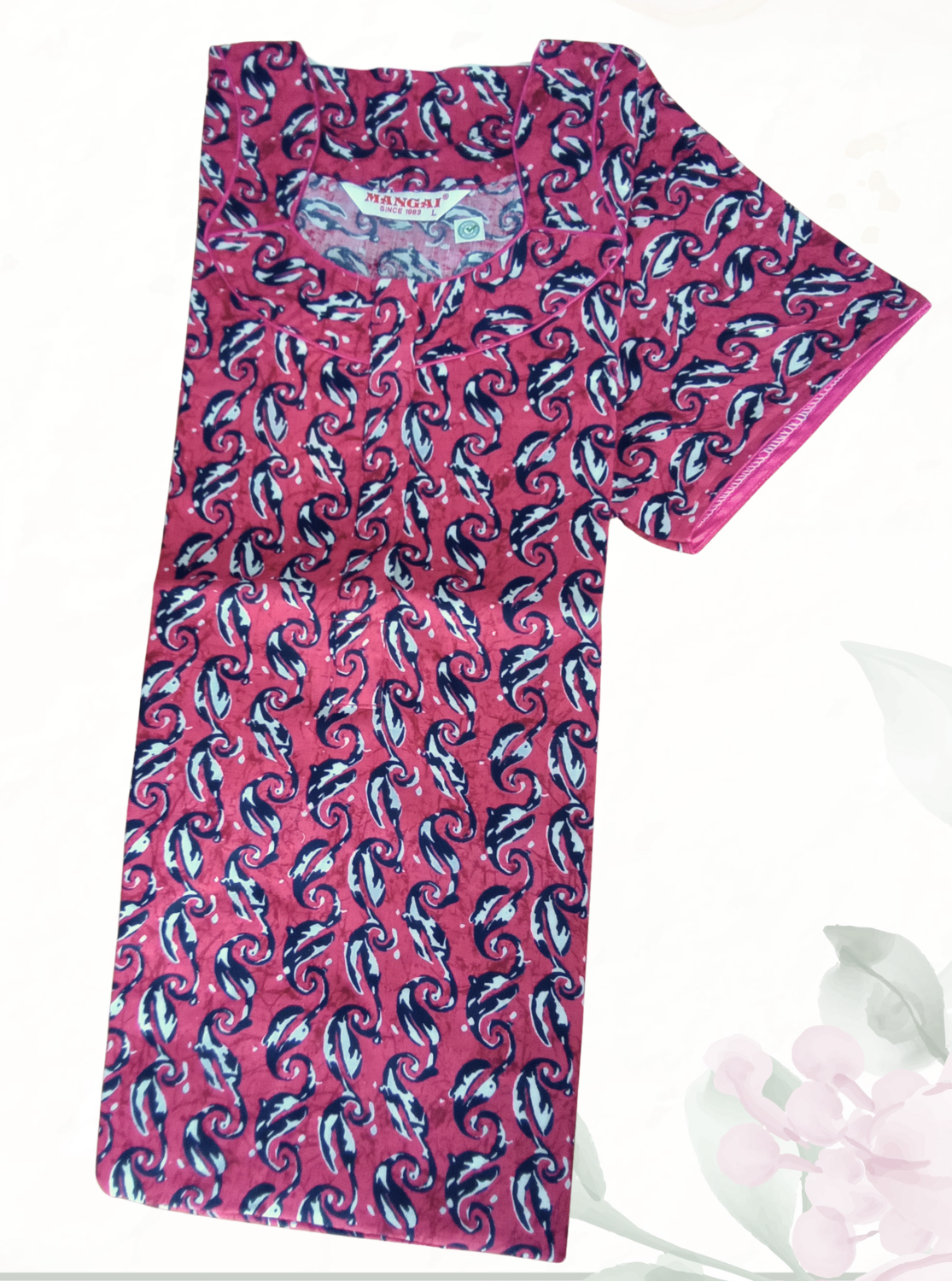 MANGAI New Regular Fit Cotton Printed Nighties - All Over Printed Stylish Nightwear for Stylish Women | Side Cut Pocket | Beautiful Nighties for Stylish Women's | Colourful Printed Cotton Nighties (ATR)
