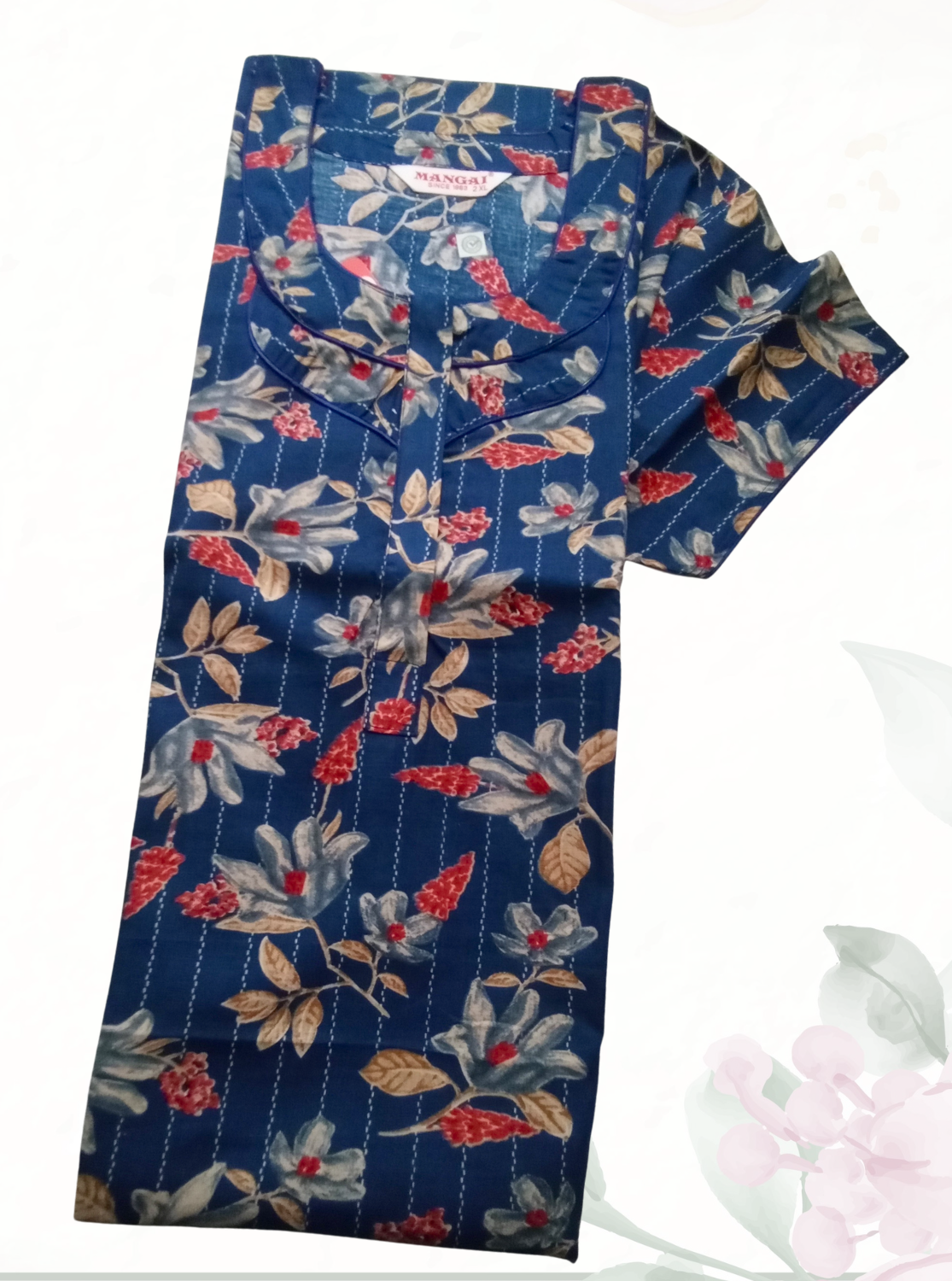MANGAI New Regular Fit Cotton Printed Nighties - All Over Printed Stylish Nightwear for Stylish Women | Side Cut Pocket | Beautiful Nighties for Stylish Women's | Colourful Printed Cotton Nighties (ATR)