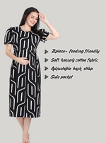 New HOSIERY Cotton Zipless Feeding Wear | Fancy Sleeve with Round Neck | Flap Open Zipless Feeding wear for Pregnancy Women (MMG)