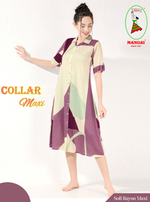 MANGAI Premium Rayon Collar MAXI Nighty for Women | Long Sleeve Stylish Nightwear for Women and Teenager | Perfect Stylish Nightwear (CM)