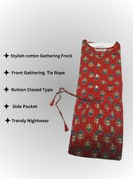 Cotton Gathering Frock for Summer Arrivals | Side Pocket | Elegant Casual Night Wear for Trendy Women's (FKC)