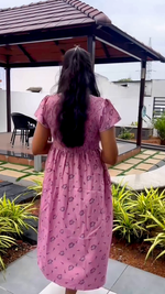 Alpine Smocking Maxi Frock Model Nightgown for Trendy Women's & Teenage Girl's | Stretchable Comfort to Body Fit | Side Pocket & Stylish Round Neck MAXI Gown for Women's Teenage Girl's (ASM)