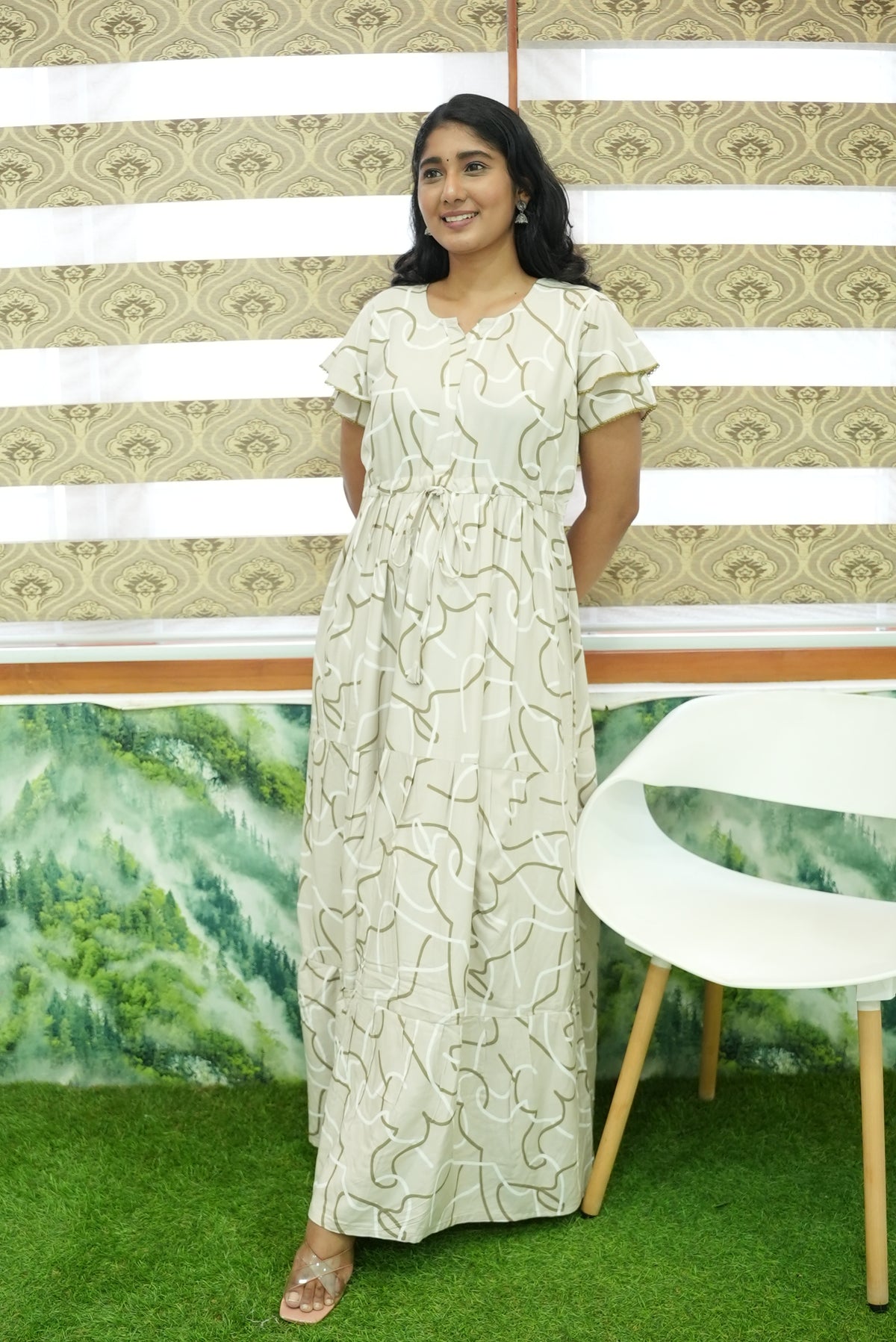 Stylish Arrivals Rayon Gathering Frock Model Night Gown's | Front Adjustable Gathering Style Rope Rope | Double Layer Sleeve | Trending Collection's for Stylish Women's (GFK)