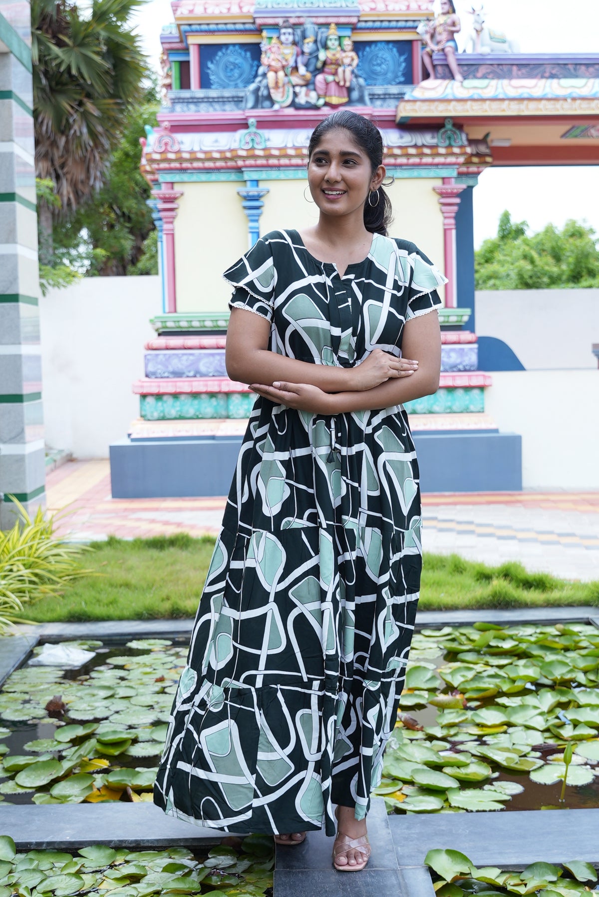 Stylish Arrivals Rayon Gathering Frock Model Night Gown's | Front Adjustable Gathering Style Rope Rope | Double Layer Sleeve | Trending Collection's for Stylish Women's (GFK)