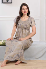 MANGAI Premium RAYON Smocking Nighty | Beautiful Pleated Design | Side Pocket | Stylish Nighty for Trendy Women's | Your Perfect Nightwear Collection's (RYS)