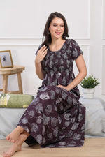 MANGAI Premium RAYON Smocking Nighty | Beautiful Pleated Design | Side Pocket | Stylish Nighty for Trendy Women's | Your Perfect Nightwear Collection's (RYS)