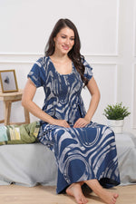 MANGAI Premium RAYON Smocking Nighty | Beautiful Pleated Design | Side Pocket | Stylish Nighty for Trendy Women's | Your Perfect Nightwear Collection's (RYS)