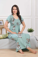 MANGAI Premium RAYON Smocking Nighty | Beautiful Pleated Design | Side Pocket | Stylish Nighty for Trendy Women's | Your Perfect Nightwear Collection's (RYS)