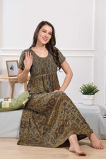 MANGAI Premium RAYON Smocking Nighty | Beautiful Pleated Design | Side Pocket | Stylish Nighty for Trendy Women's | Your Perfect Nightwear Collection's (RYS)