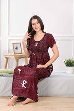 MANGAI Premium RAYON Smocking Nighty | Beautiful Pleated Design | Side Pocket | Stylish Nighty for Trendy Women's | Your Perfect Nightwear Collection's (RYS)