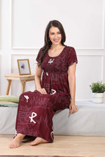 MANGAI Premium RAYON Smocking Nighty | Beautiful Pleated Design | Side Pocket | Stylish Nighty for Trendy Women's | Your Perfect Nightwear Collection's (RYS)