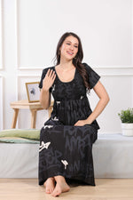 MANGAI Premium RAYON Smocking Nighty | Beautiful Pleated Design | Side Pocket | Stylish Nighty for Trendy Women's | Your Perfect Nightwear Collection's (RYS)