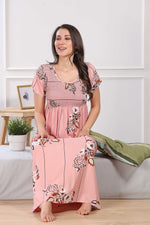 MANGAI Premium RAYON Smocking Nighty | Beautiful Pleated Design | Side Pocket | Stylish Nighty for Trendy Women's | Your Perfect Nightwear Collection's (RYS)