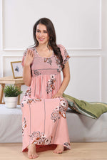 MANGAI Premium RAYON Smocking Nighty | Beautiful Pleated Design | Side Pocket | Stylish Nighty for Trendy Women's | Your Perfect Nightwear Collection's (RYS)