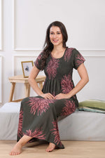 MANGAI Premium RAYON Smocking Nighty | Beautiful Pleated Design | Side Pocket | Stylish Nighty for Trendy Women's | Your Perfect Nightwear Collection's (RYS)