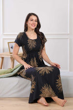 MANGAI Premium RAYON Smocking Nighty | Beautiful Pleated Design | Side Pocket | Stylish Nighty for Trendy Women's | Your Perfect Nightwear Collection's (RYS)