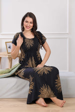 MANGAI Premium RAYON Smocking Nighty | Beautiful Pleated Design | Side Pocket | Stylish Nighty for Trendy Women's | Your Perfect Nightwear Collection's (RYS)