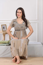 MANGAI Premium RAYON Smocking Nighty | Beautiful Pleated Design | Side Pocket | Stylish Nighty for Trendy Women's | Your Perfect Nightwear Collection's (RYS)