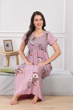 MANGAI Premium RAYON Smocking Nighty | Beautiful Pleated Design | Side Pocket | Stylish Nighty for Trendy Women's | Your Perfect Nightwear Collection's (RYS)