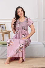 MANGAI Premium RAYON Smocking Nighty | Beautiful Pleated Design | Side Pocket | Stylish Nighty for Trendy Women's | Your Perfect Nightwear Collection's (RYS)