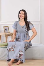 MANGAI Premium RAYON Smocking Nighty | Beautiful Pleated Design | Side Pocket | Stylish Nighty for Trendy Women's | Your Perfect Nightwear Collection's (RYS)