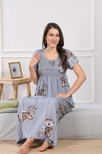 MANGAI Premium RAYON Smocking Nighty | Beautiful Pleated Design | Side Pocket | Stylish Nighty for Trendy Women's | Your Perfect Nightwear Collection's (RYS)