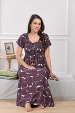 MANGAI Premium RAYON Smocking Nighty | Beautiful Pleated Design | Side Pocket | Stylish Nighty for Trendy Women's | Your Perfect Nightwear Collection's (RYS)