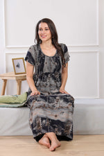 MANGAI Premium RAYON Smocking Nighty | Beautiful Pleated Design | Side Pocket | Stylish Nighty for Trendy Women's | Your Perfect Nightwear Collection's (RYS)