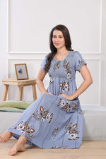 MANGAI Premium RAYON Smocking Nighty | Beautiful Pleated Design | Side Pocket | Stylish Nighty for Trendy Women's | Your Perfect Nightwear Collection's (RYS)