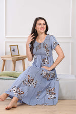 MANGAI Premium RAYON Smocking Nighty | Beautiful Pleated Design | Side Pocket | Stylish Nighty for Trendy Women's | Your Perfect Nightwear Collection's (RYS)