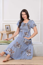 MANGAI Premium RAYON Smocking Nighty | Beautiful Pleated Design | Side Pocket | Stylish Nighty for Trendy Women's | Your Perfect Nightwear Collection's (RYS)