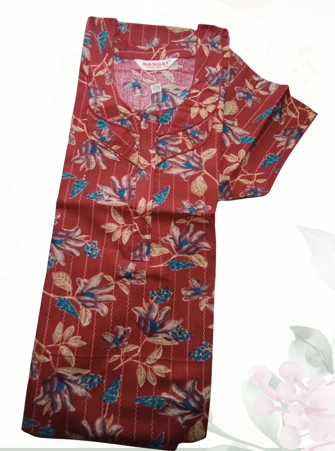 MANGAI New Regular Fit Cotton Printed Nighties - All Over Printed Stylish Nightwear for Stylish Women | Side Cut Pocket | Beautiful Nighties for Stylish Women's | Colourful Printed Cotton Nighties (ATR)