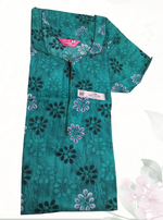 MANGAI Daily Wear Casual Comfort Fit Cotton Printed Nighties | Front Open Zipper Model | Fancy Round Neck with Side Pocket Cotton Nighties (DRN)
