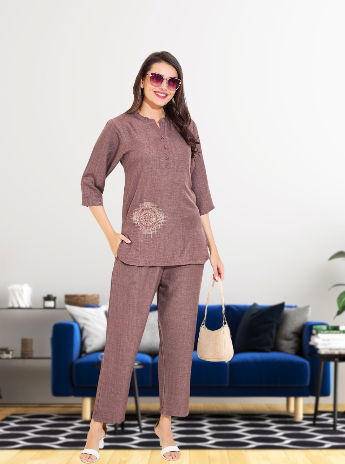 Premium Linen Cord Set Night Suits – Perfect Nightwear for Teenagers & Women (Linen Cord Set )